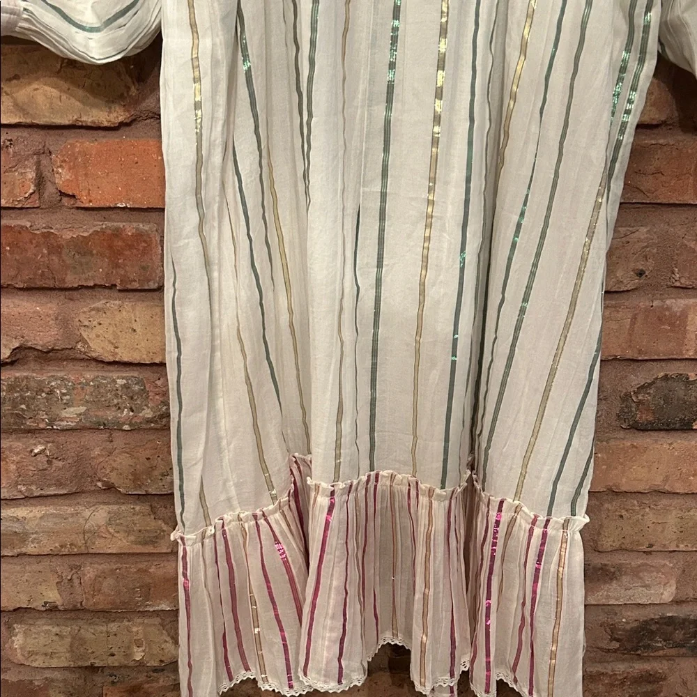 Yo Baby Pink, Green and Gold Stripe Dress